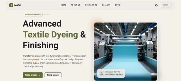 Alvan Textile: Industrial Fabric Coloring Website (Astro.js)