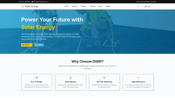 Solar Power Website (Next.js & Strapi, EN/FA)